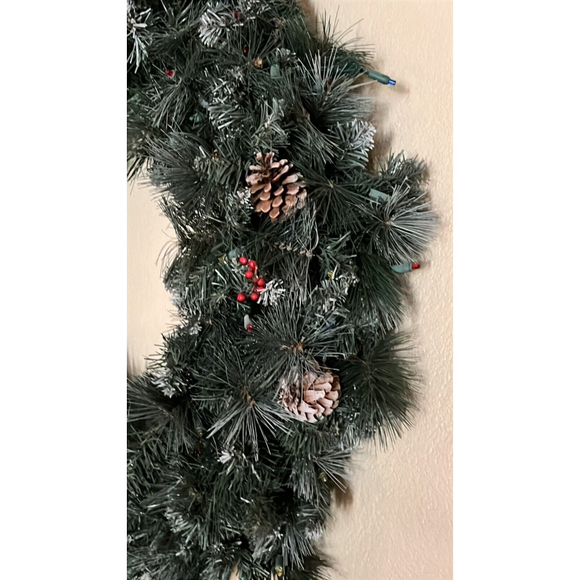 NWT 36" Wreath Celebration Prelit Mixed Needle Pine LED Electric Pine Cones $349 - Picture 8 of 11